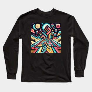 Retrofuturistic Dreamscape: A Synthesis of Space and Geometry Long Sleeve T-Shirt